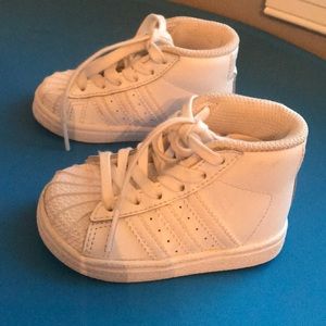 Toddler white adidas